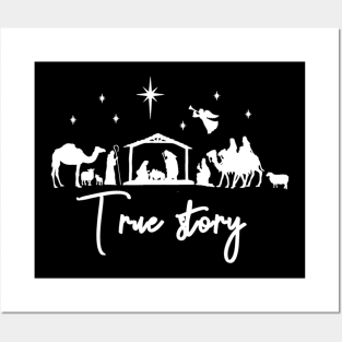 True Story Nativity Christmas Baby Jesus Manger Catholic Posters and Art